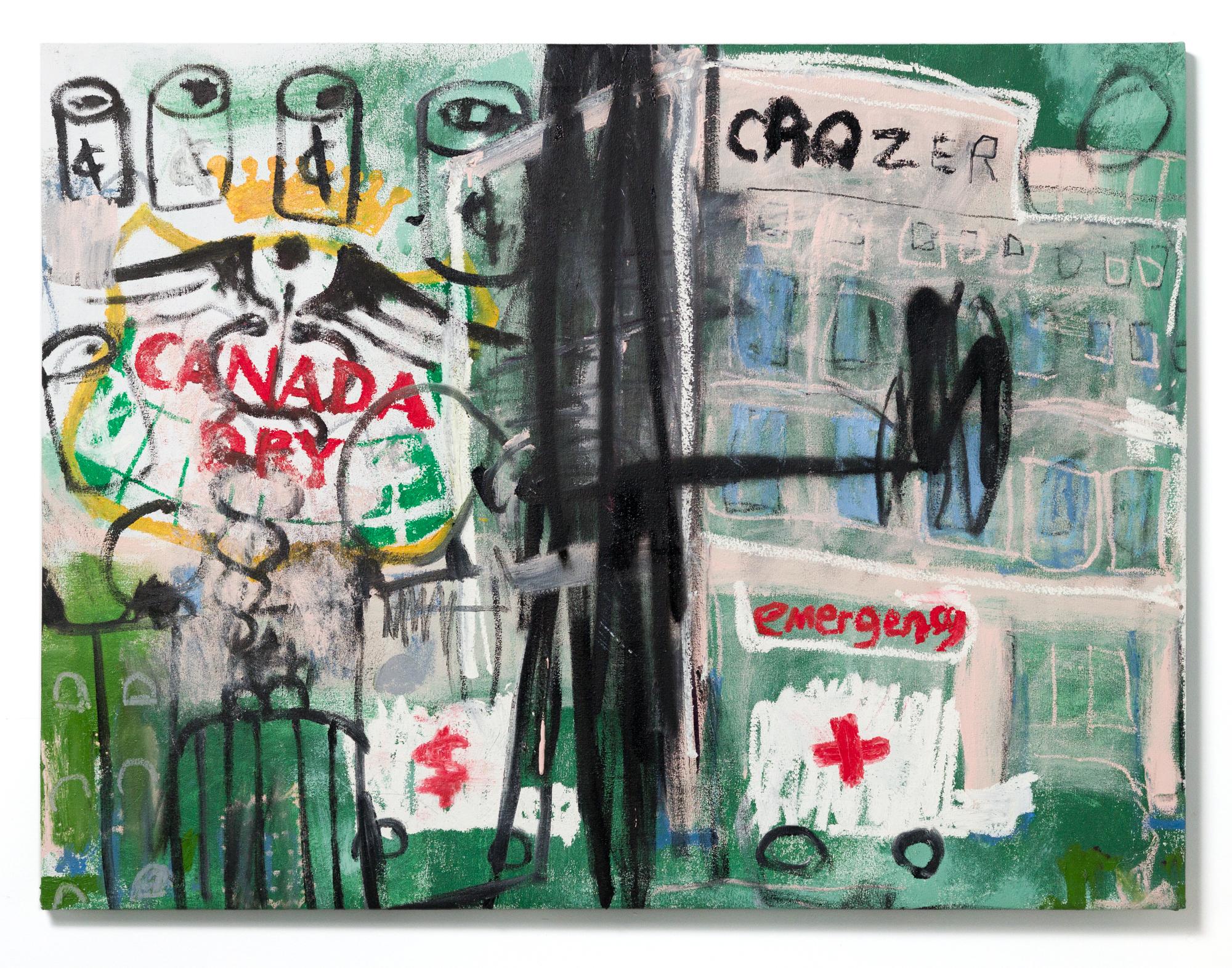 „Black Medicine“, Ingwer ale, medizinische Ungleichheit, abstraktes Krankenhaus, Geld (Zeitgenössisch), Painting, von Caff Adeus