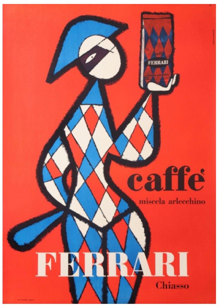 Caffe Ferrari Miscela Arlecchino Original Vintage Poster (Mitte des 20. Jahrhunderts) im Angebot
