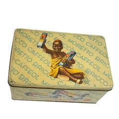 "Caffeol Moretto Bricco" Café publicitaire Boîte en fer blanc Can Vintage Italie