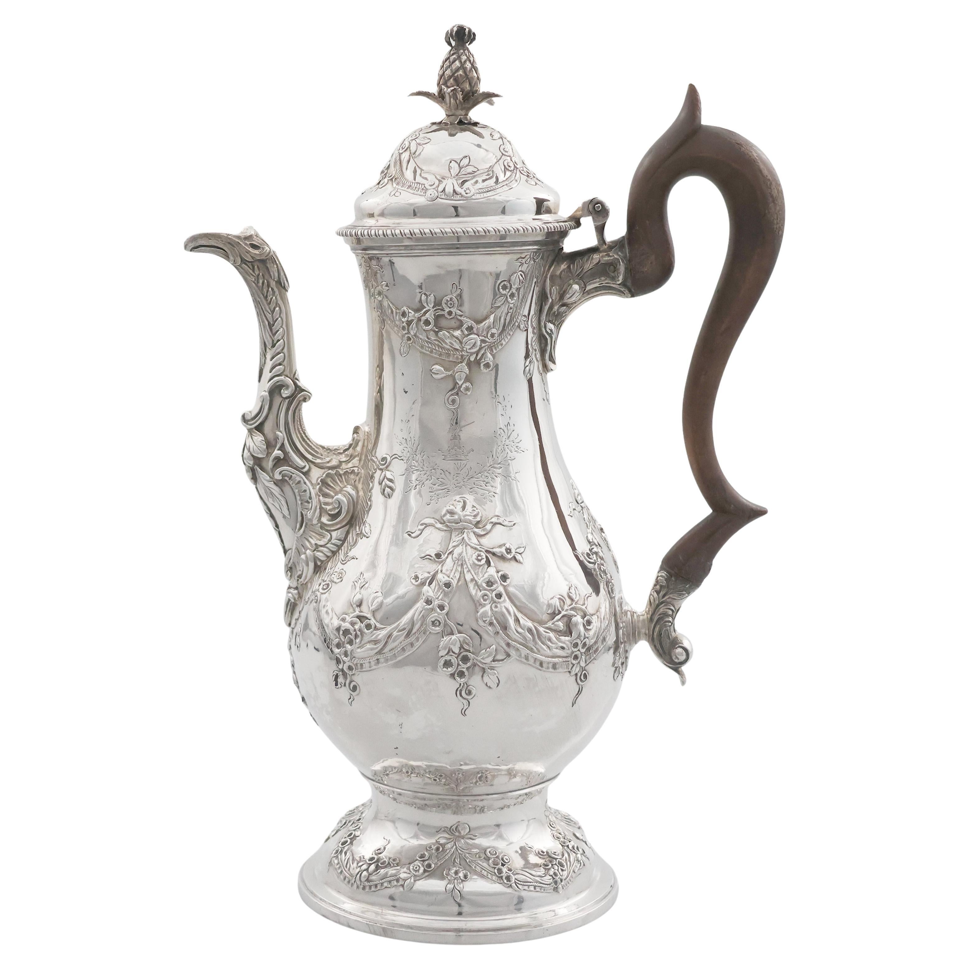 George III sterling silver coffee pot, Charles Wright, London, 1771