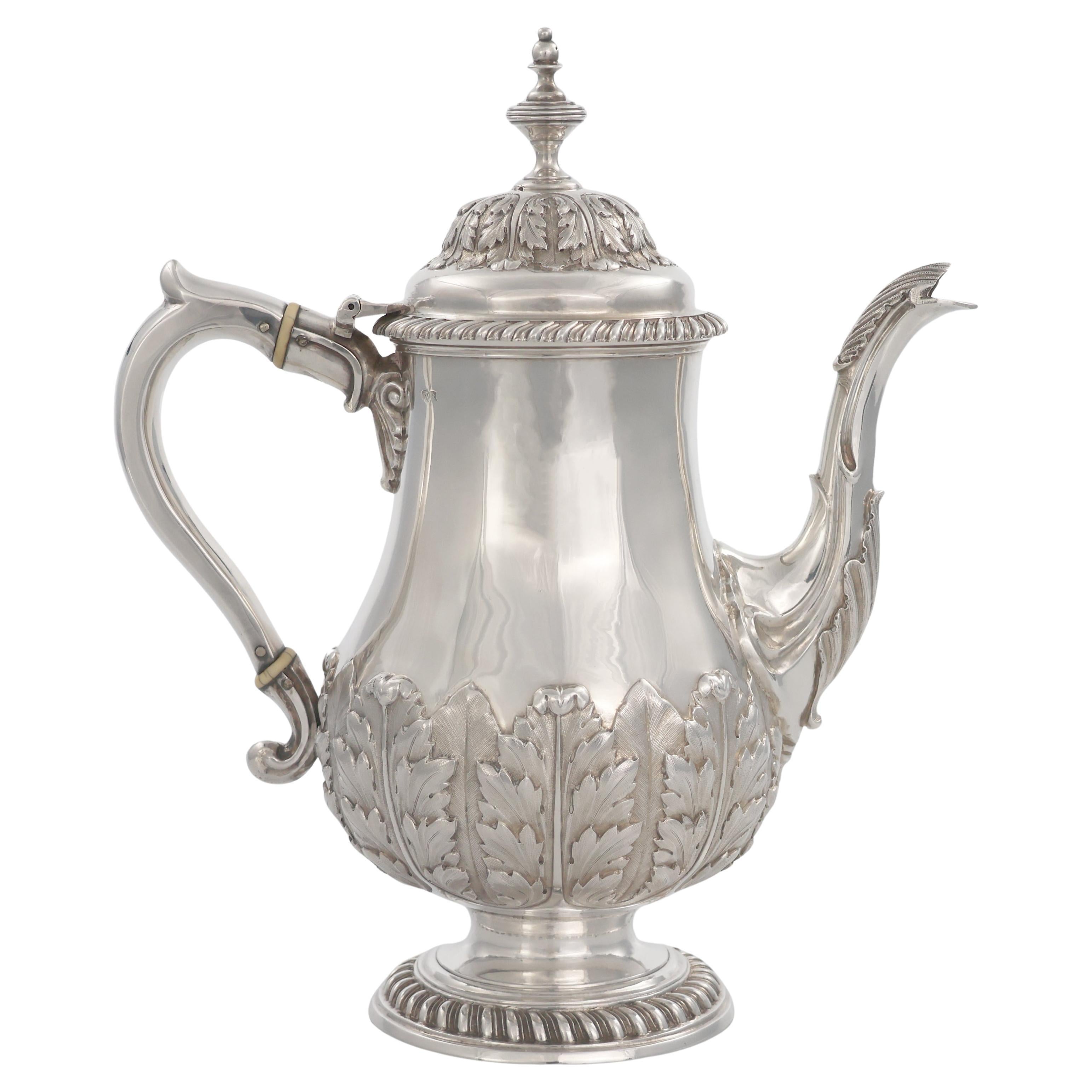 Cafetera de plata de ley Jorge IV, William Bateman I, Londres, 1823
