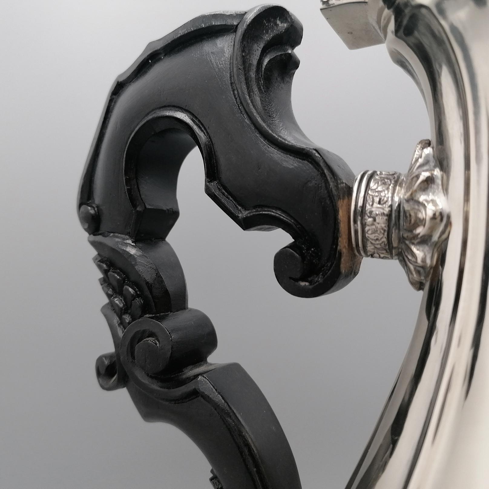 Cafetière italienne baroque en argent 800  en vente 4