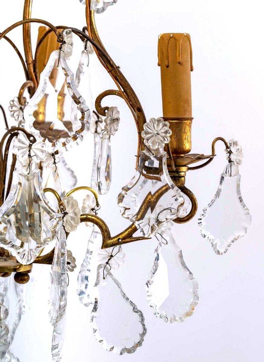 Louis XV Cage Chandelier - Four Arms Of Light - Bronze And Crystal - Period : XXth For Sale