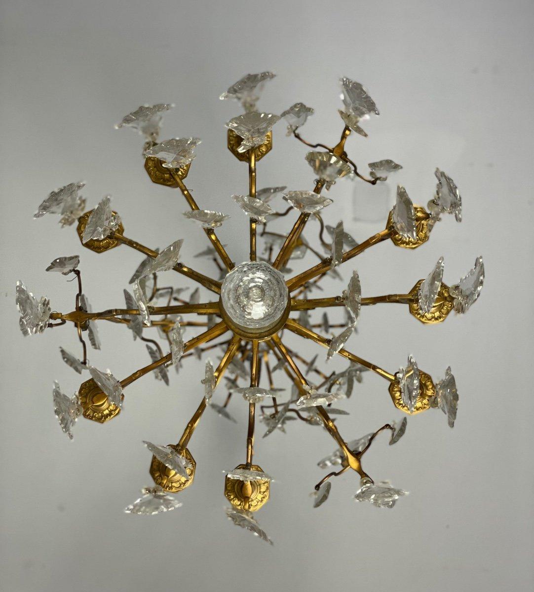 Cage Chandelier in Bronze Garnished with Tassels, Early 20th Century In Excellent Condition For Sale In Honnelles, WHT