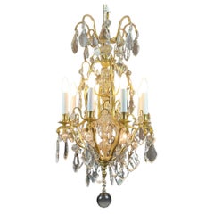 Antique Cage Chandelier In Gilt Bronze And Baccarat Crystal