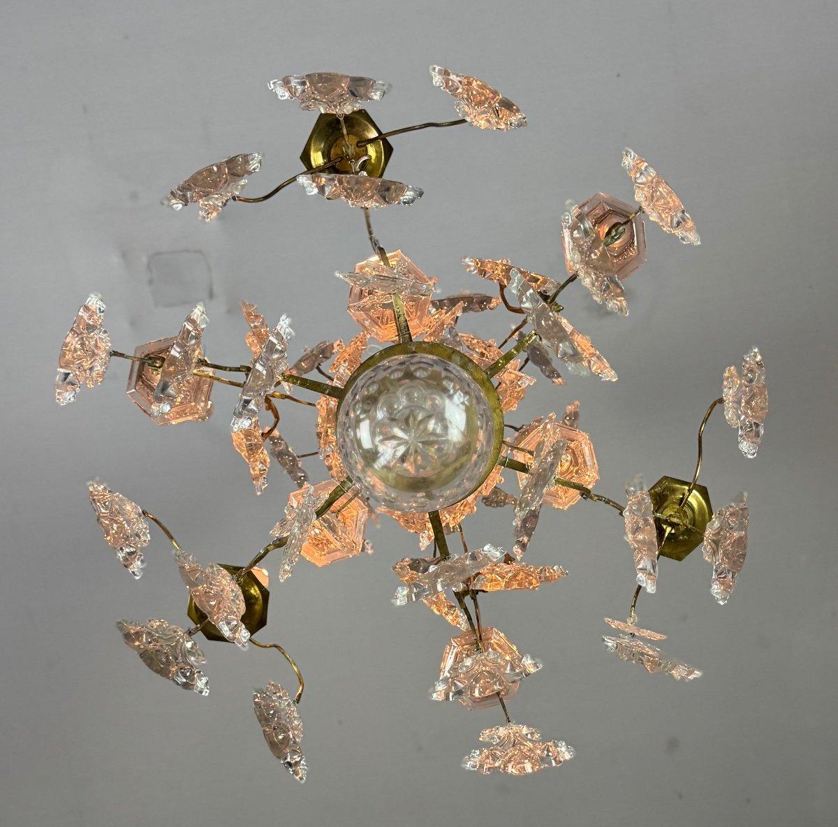 Cage chandelier with moulded glass and bronze pendants, circa 1800 For Sale 4