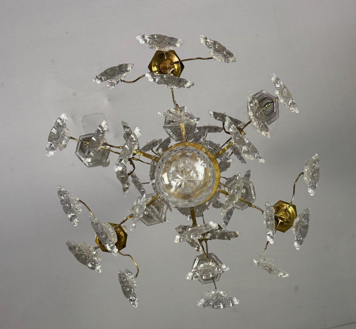 Cage chandelier with moulded glass and bronze pendants, circa 1800 For Sale 5