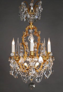 "Cage" Crystal and Bronze Chandelier attr. to Maison Baguès, France, circa 1880