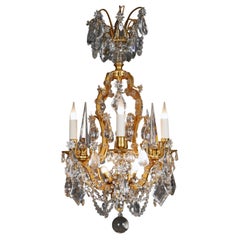 "Cage" Crystal and Bronze Chandelier attr. to Maison Baguès, France, circa 1880