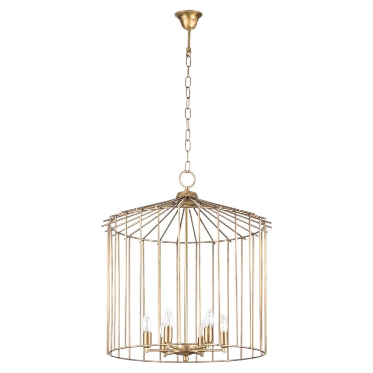 Cage Indoor Brass Chandelier For Sale