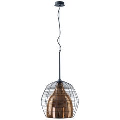 Cage Large Suspension in Black with Bronze Diffuser by Diesel Living