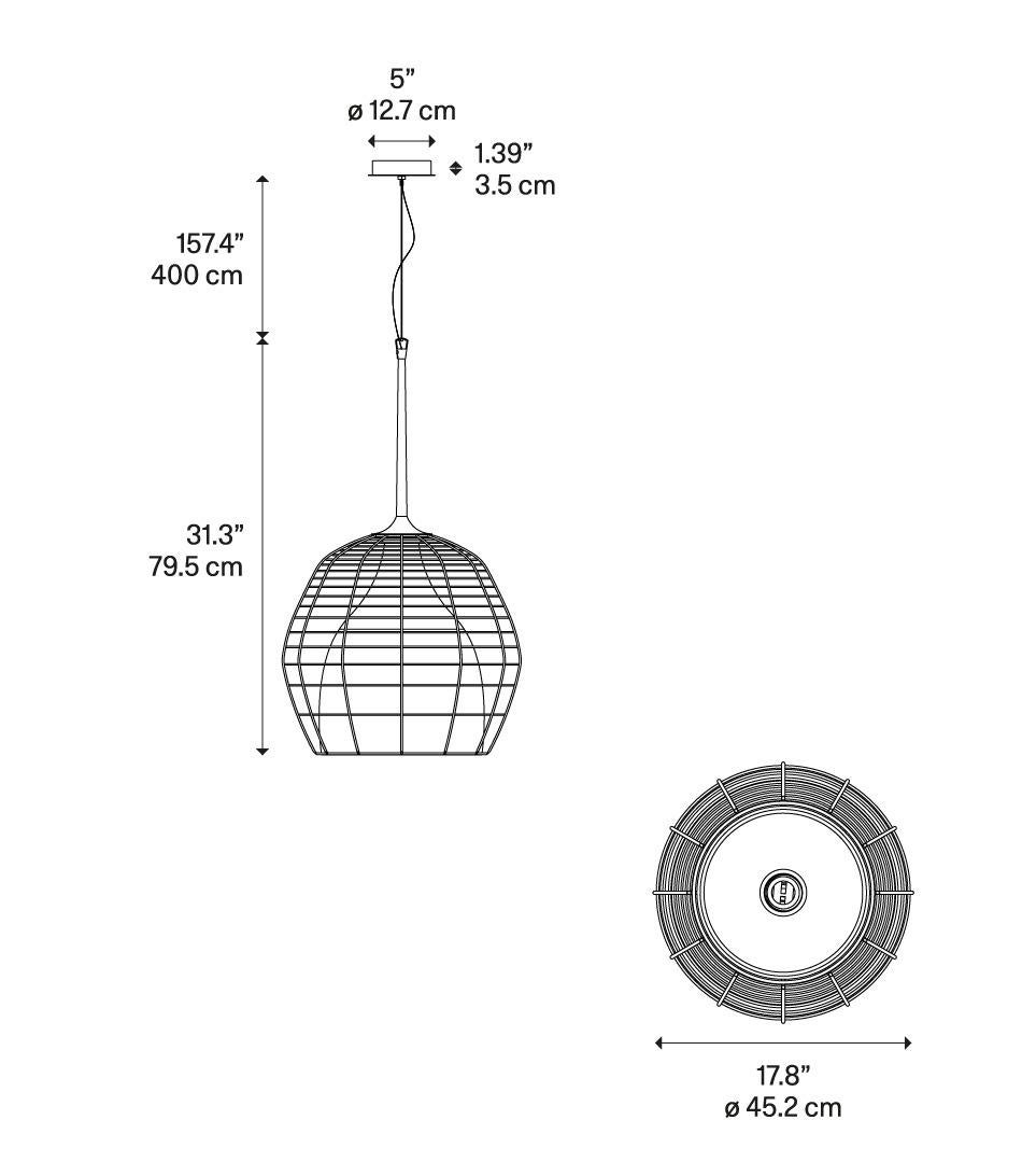 Métal Grande suspension en cage noire avec diffuseur blanc par Diesel Living en vente