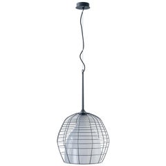 Cage Large Suspension in Black with White Diffuser by Diesel Living