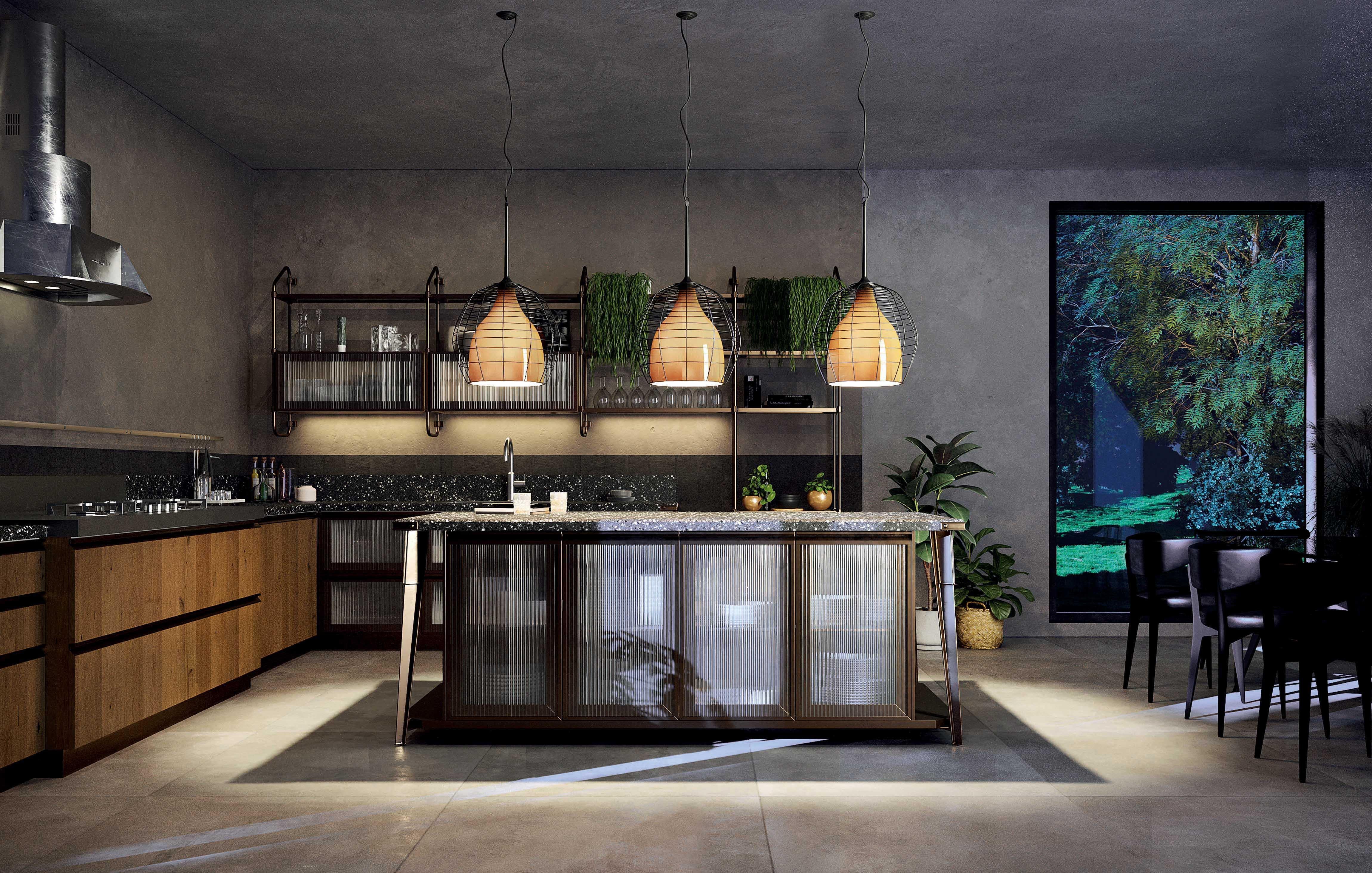 Acciaio Lampada a sospensione CAGE Large in Whiting-bronzo di Diesel Living con Lodes in vendita