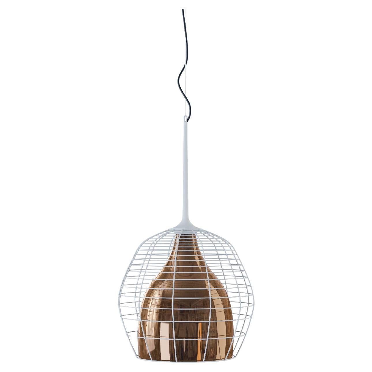 CAGE Large Suspension lamp in White-bronze by Diesel Living with Lodes