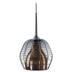 Suspensión de racimo pequeño Cage en negro con difusor de bronce by Diesel Living