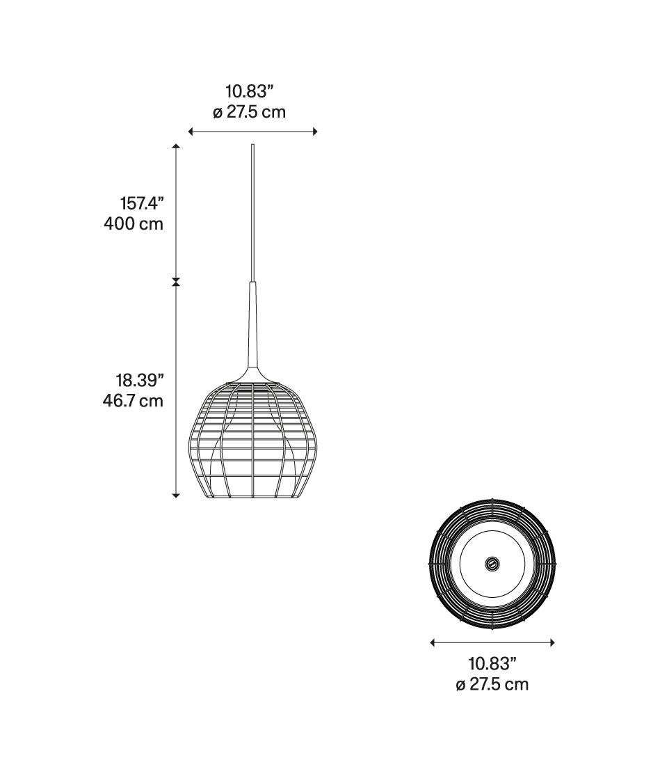 Metal Cage Small Cluster Suspension in White with White Diffuser by Diesel Living For Sale