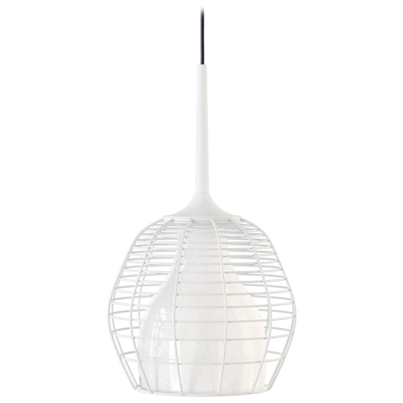 Suspension grappe Cage en blanc avec diffuseur blanc par Diesel Living