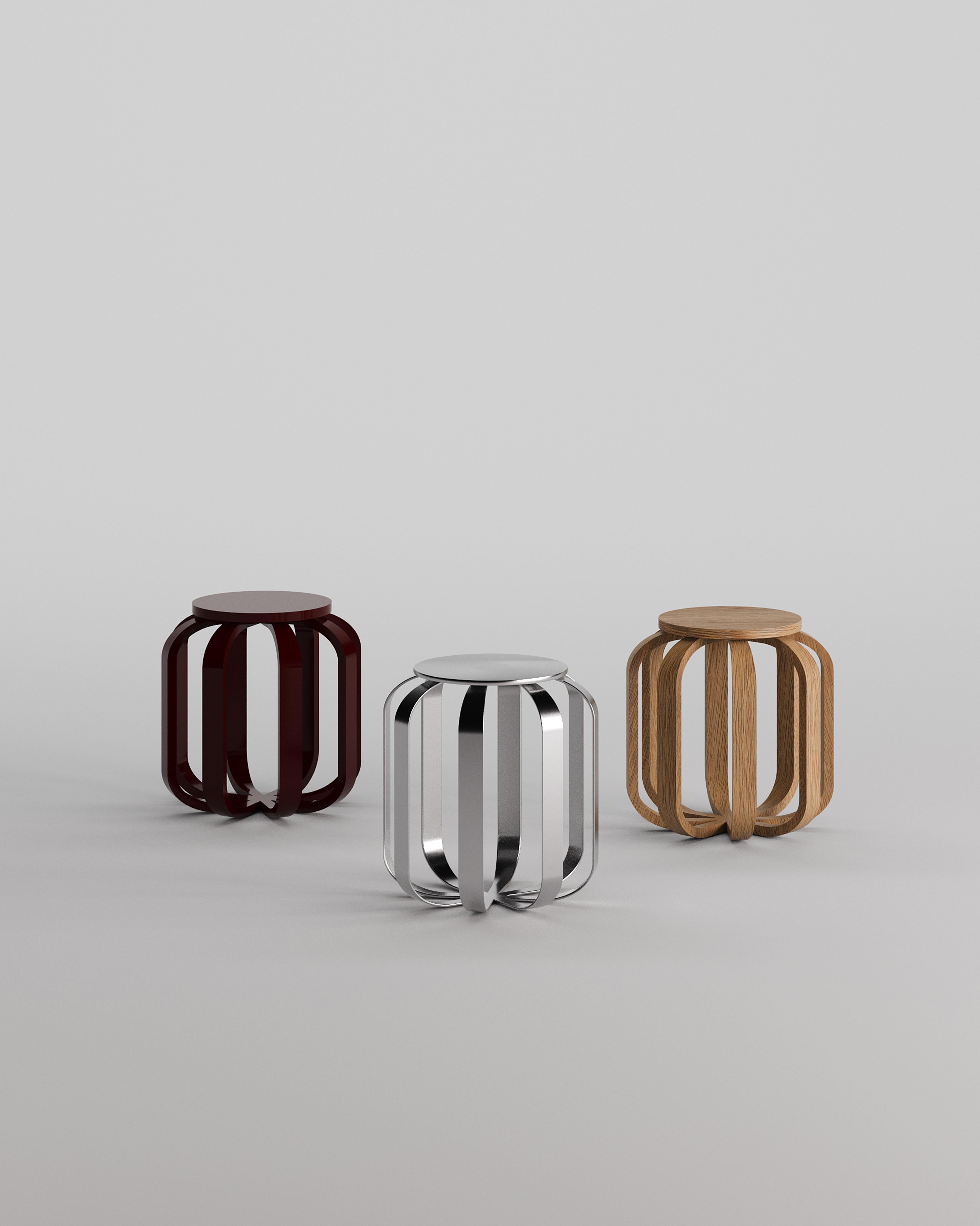 Postmoderne Tabouret Cage en acier inoxydable par Tuğçe Steele en vente