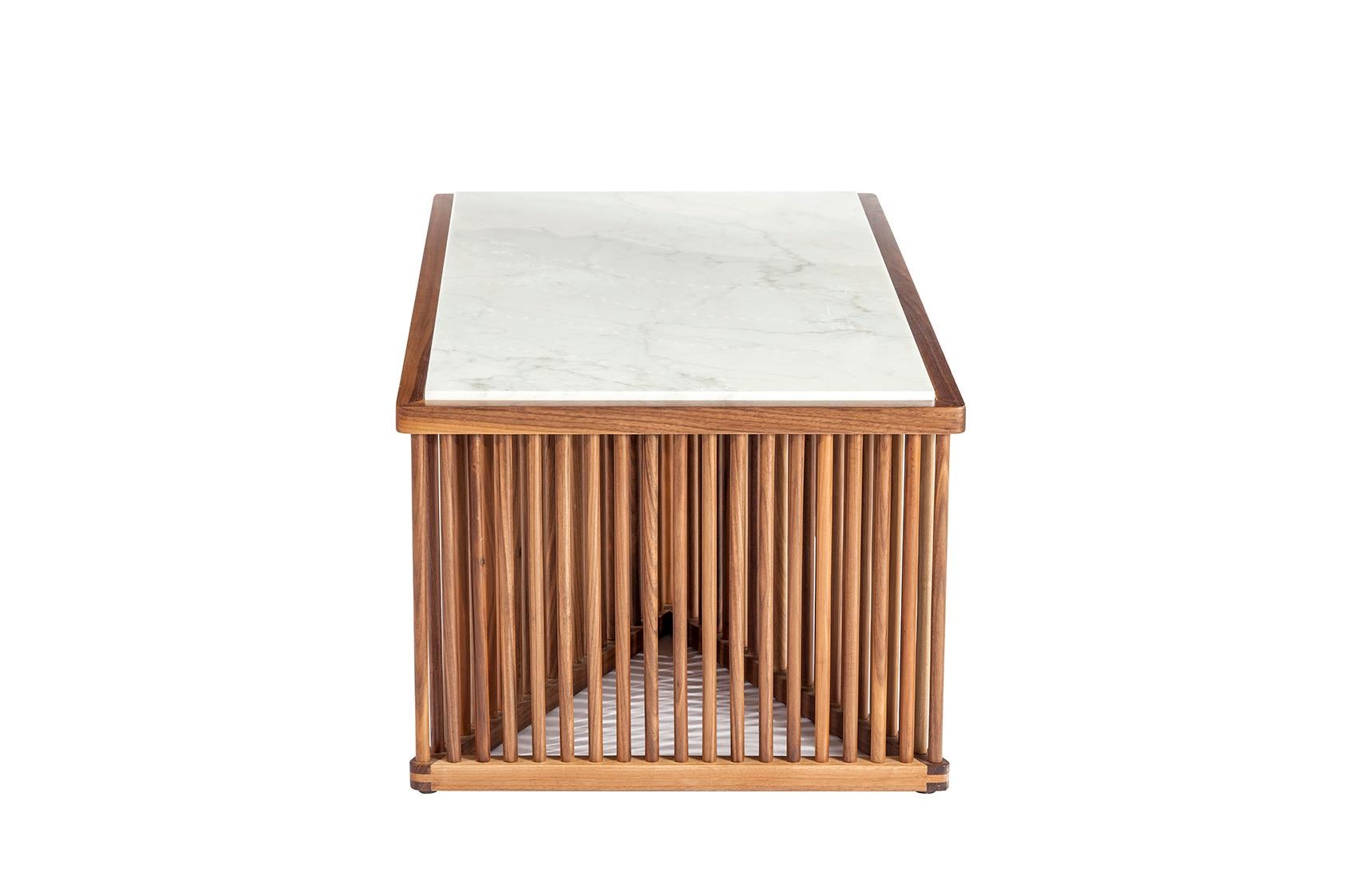 Walnut Cage Table, Mid-Century Modern Center or Coffee Table For Sale