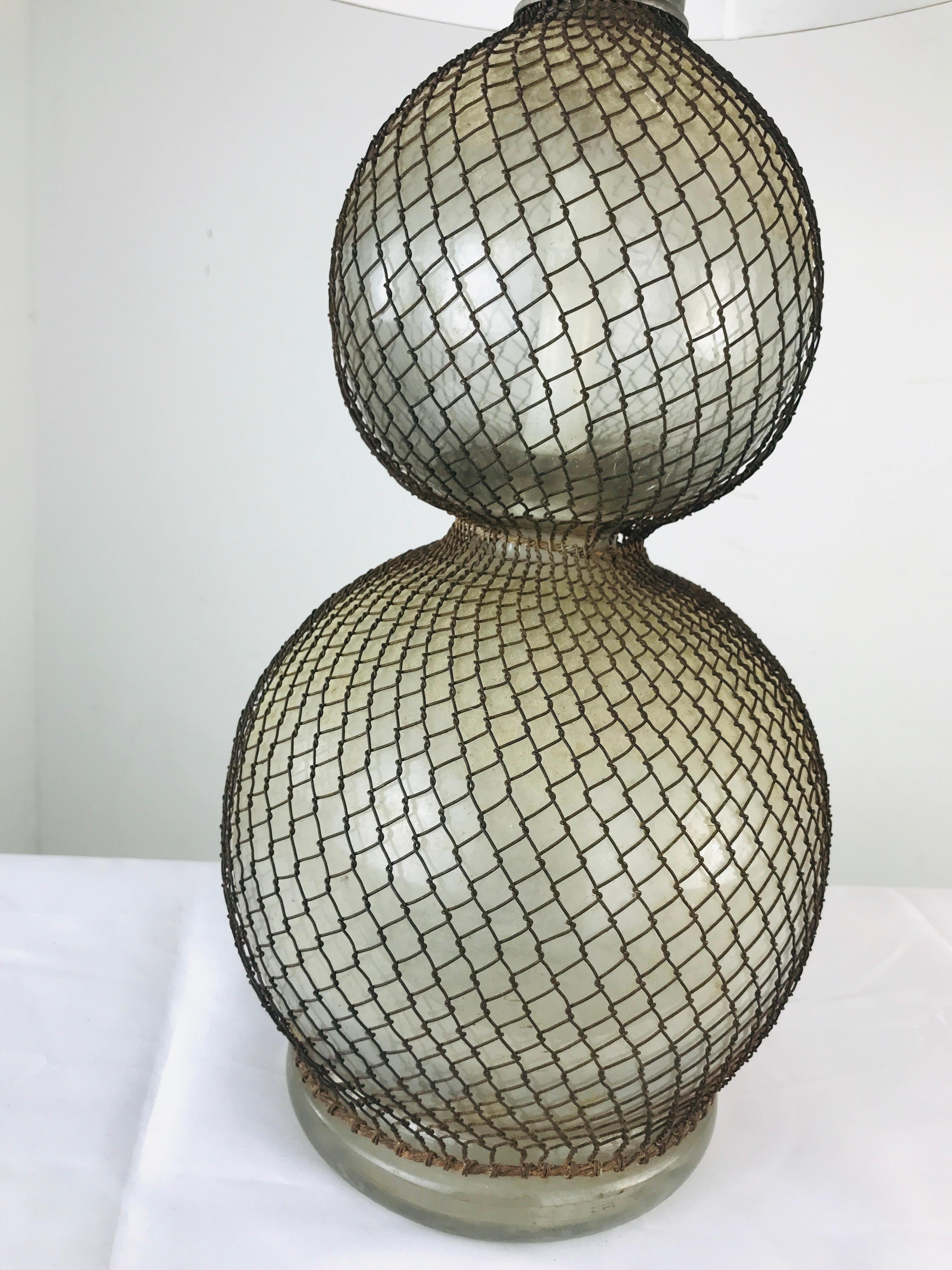 Caged Blown Glass Lamp For Sale 2
