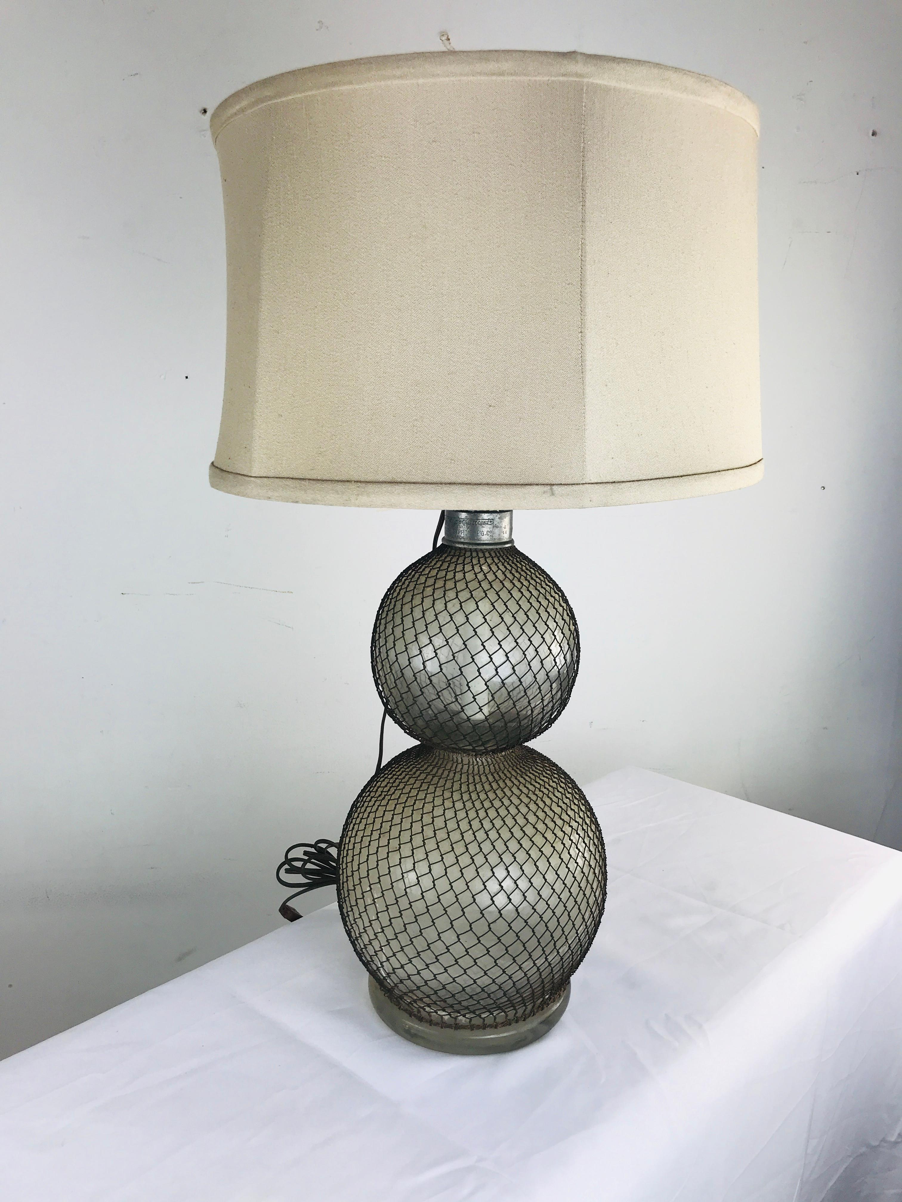 Caged Blown Glass Lamp For Sale 3