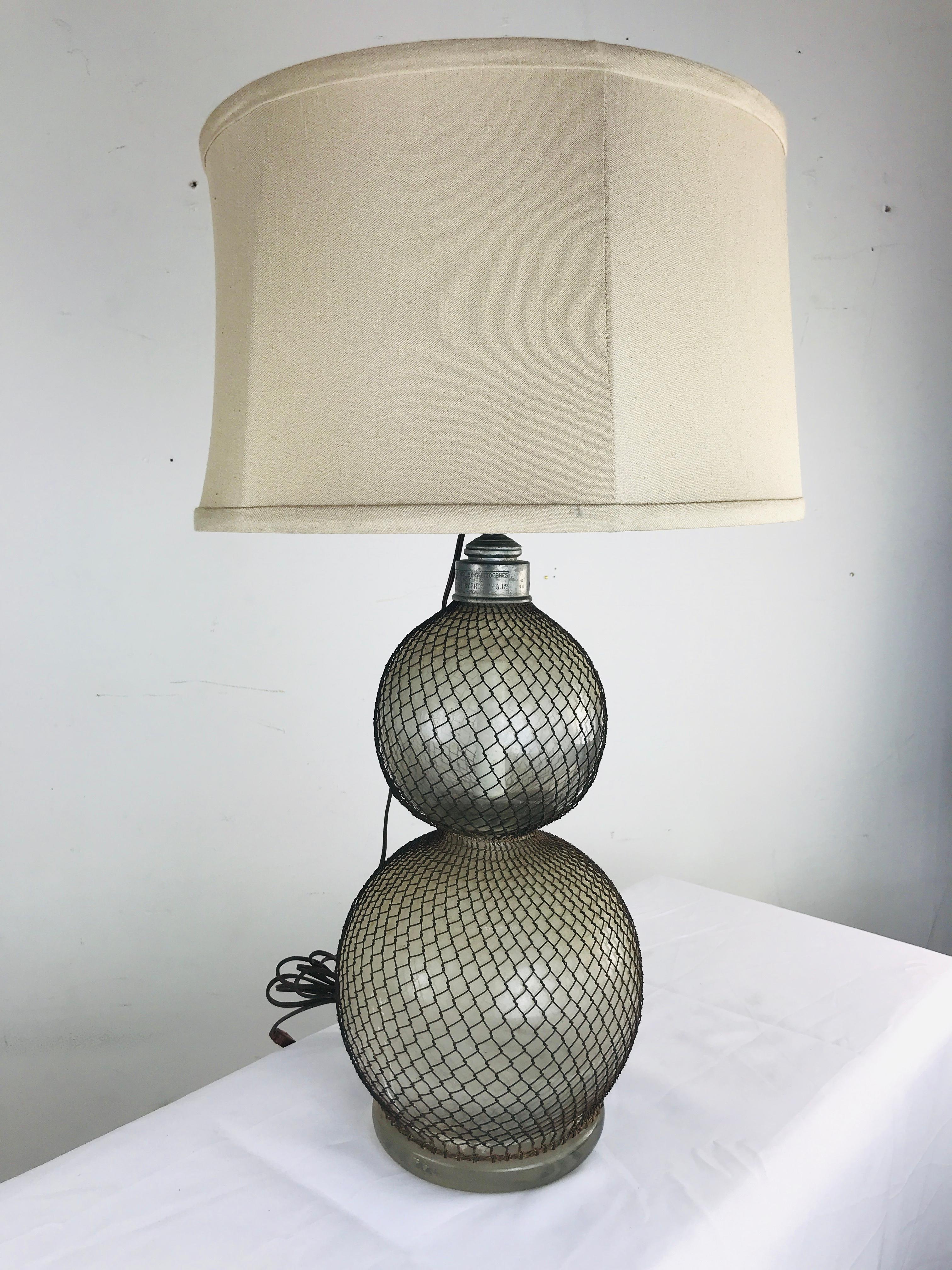 Caged Blown Glass Lamp For Sale 4