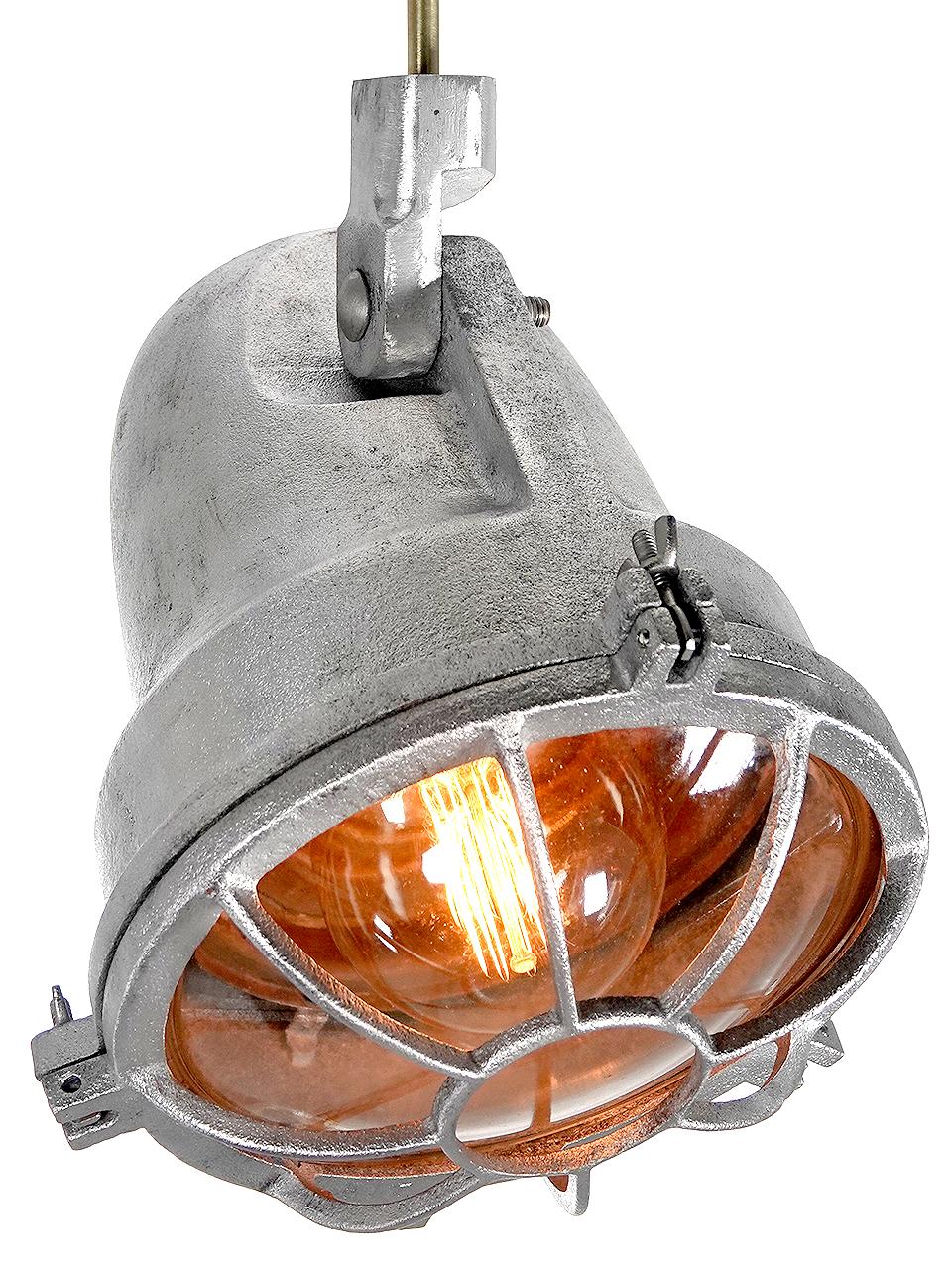 American Caged Cast Aluminum Articulated Industrial Spot Lights - Pair For Sale