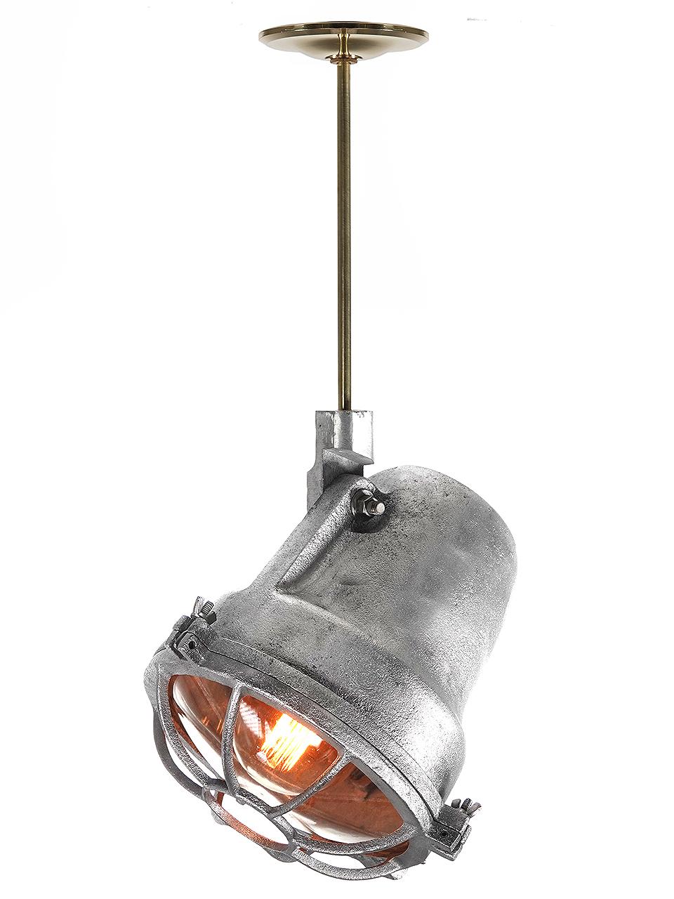 Industrielle Spot Lights aus Aluminiumguss mit Käfig und Gelenk - Paar (Gegossen) im Angebot