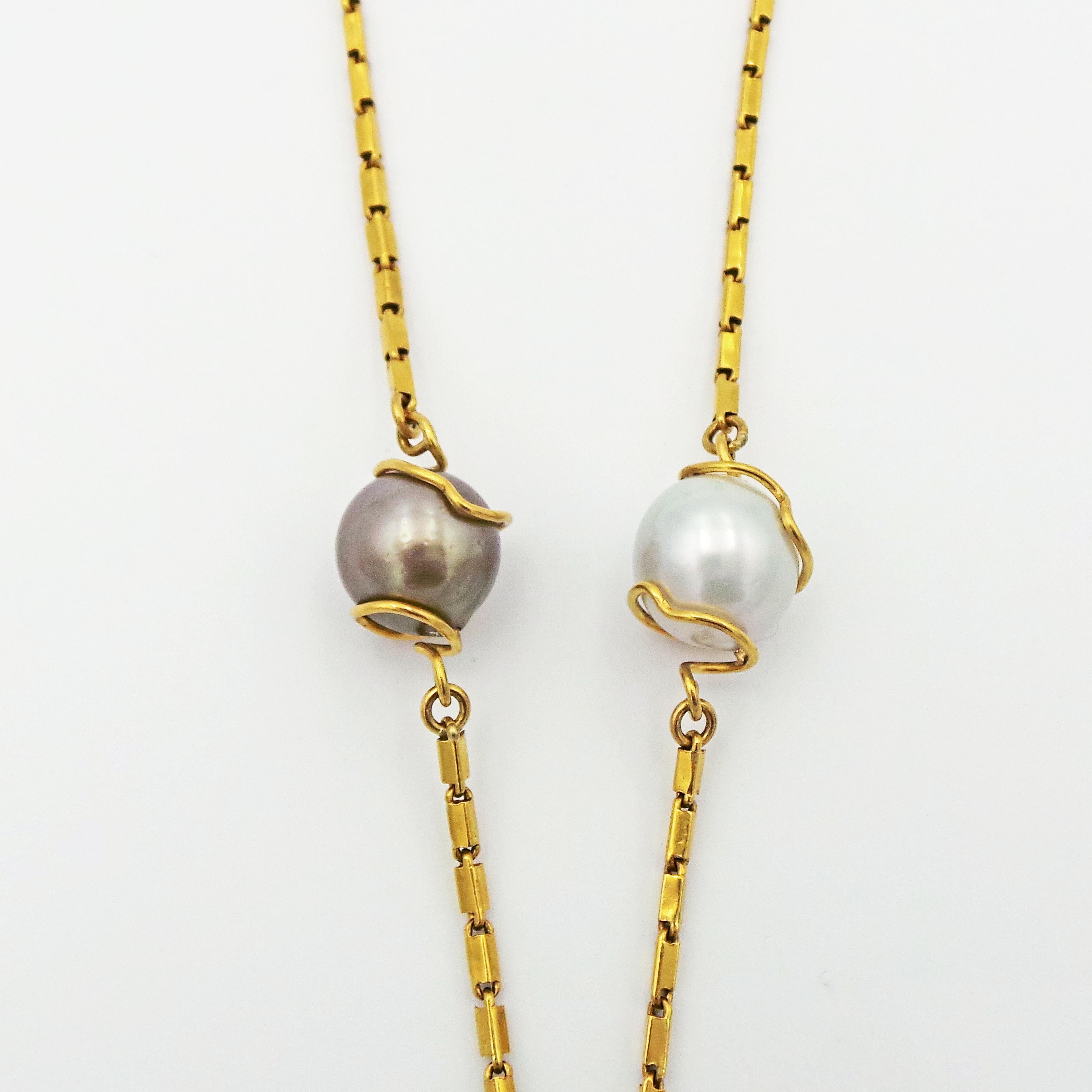 Contemporary Caged 28mm Baroque Pearl 22 Karat Gold Pendant Necklace For Sale