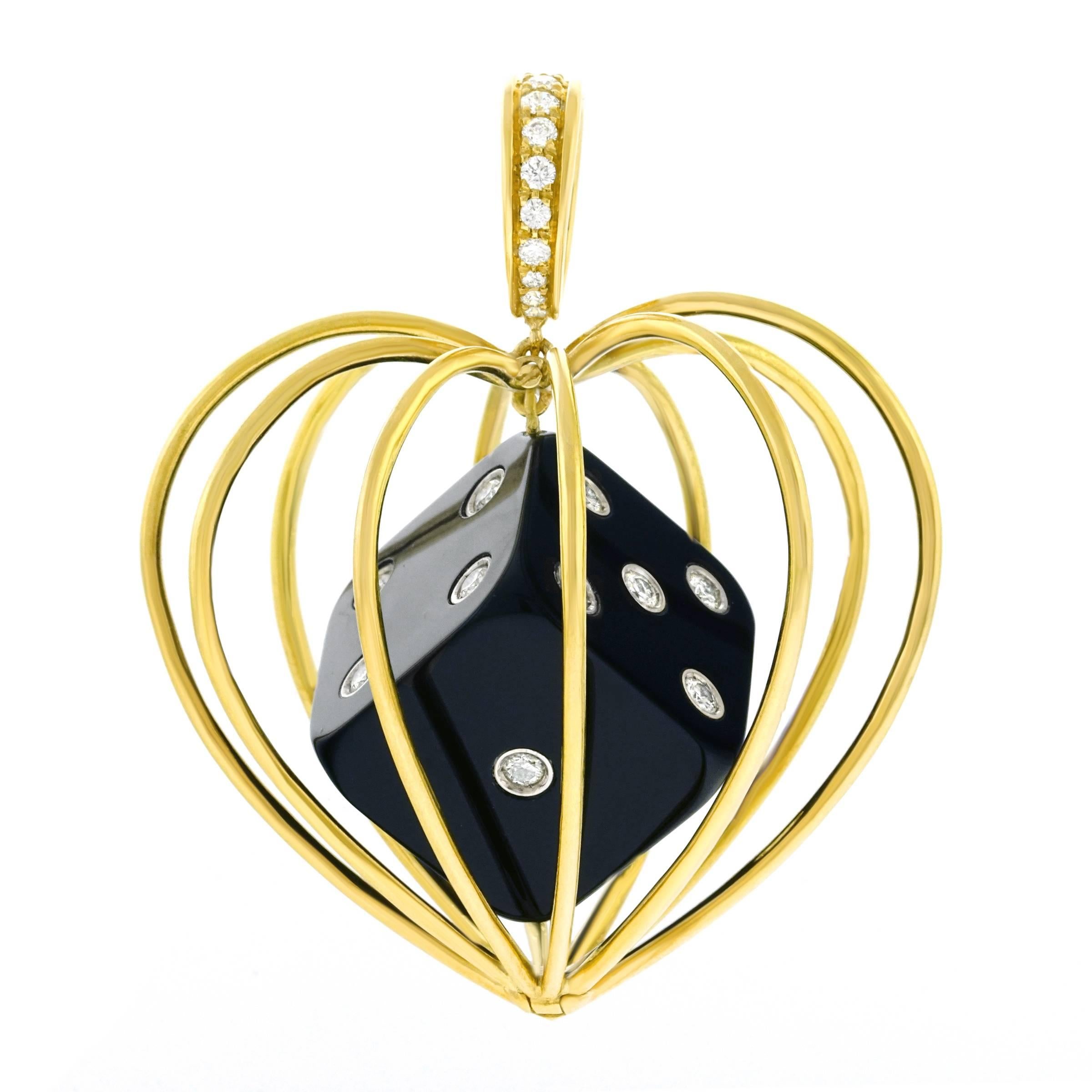 Caged Dice Gold Pendant