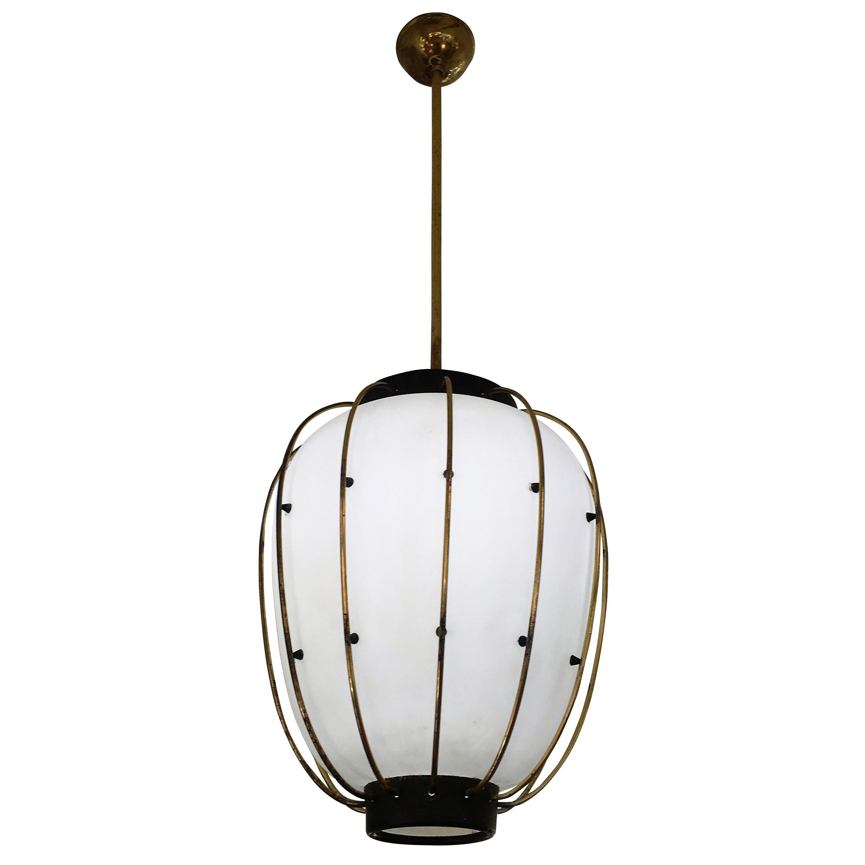 Caged Glass Pendant Attributed to Angelo Lelli, Italy, 1950s