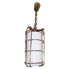 Caged Opaline Glass Pendant Lamp