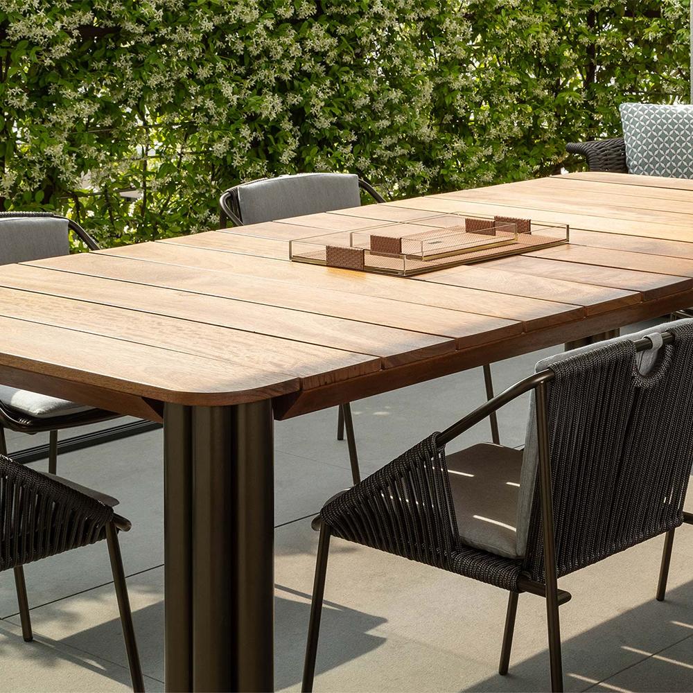 Bronzed Cagliari Iroko Outdoor Dining Table For Sale