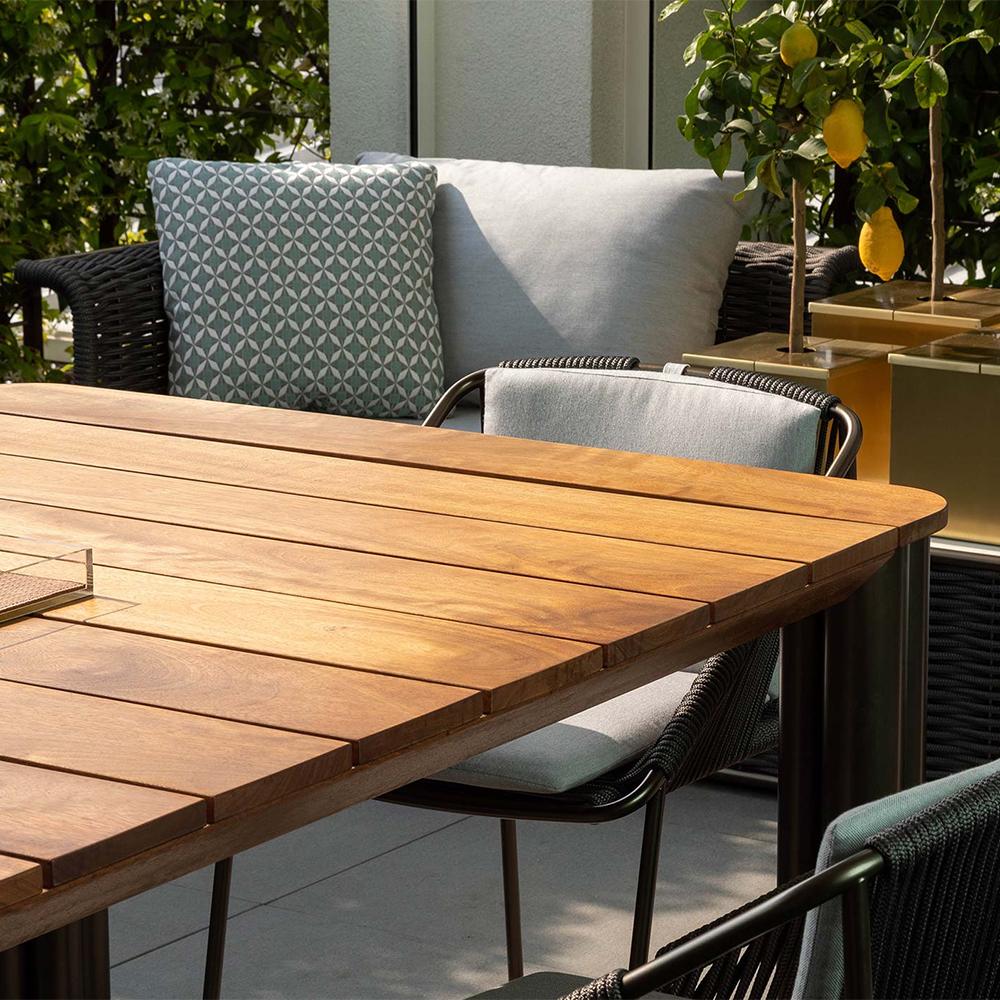 Bronzed Cagliari Iroko Outdoor Dining Table For Sale