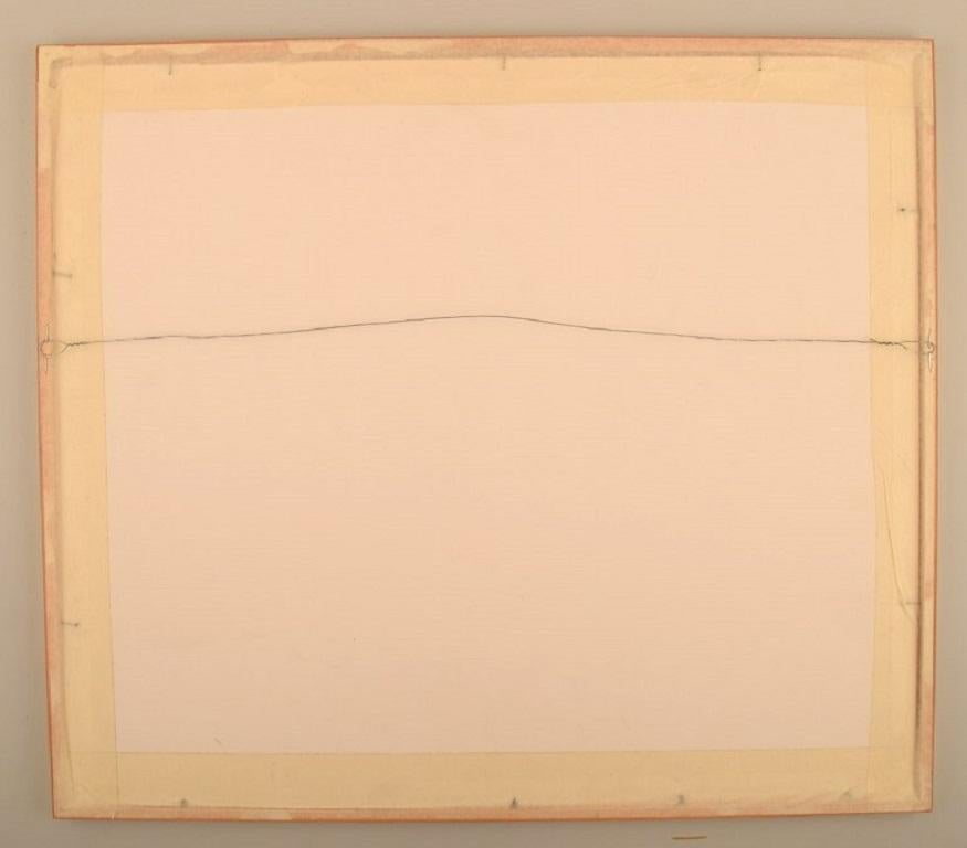 Cai, artiste inconnu, Tempera sur papier, composition abstraite, datée de 1973 en vente 1