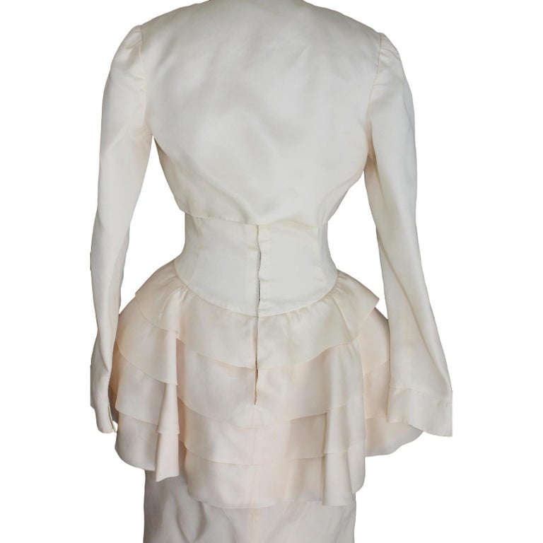 Cailan'd Beige Vintage Wedding Dress Silk Beige 1980s For Sale 1