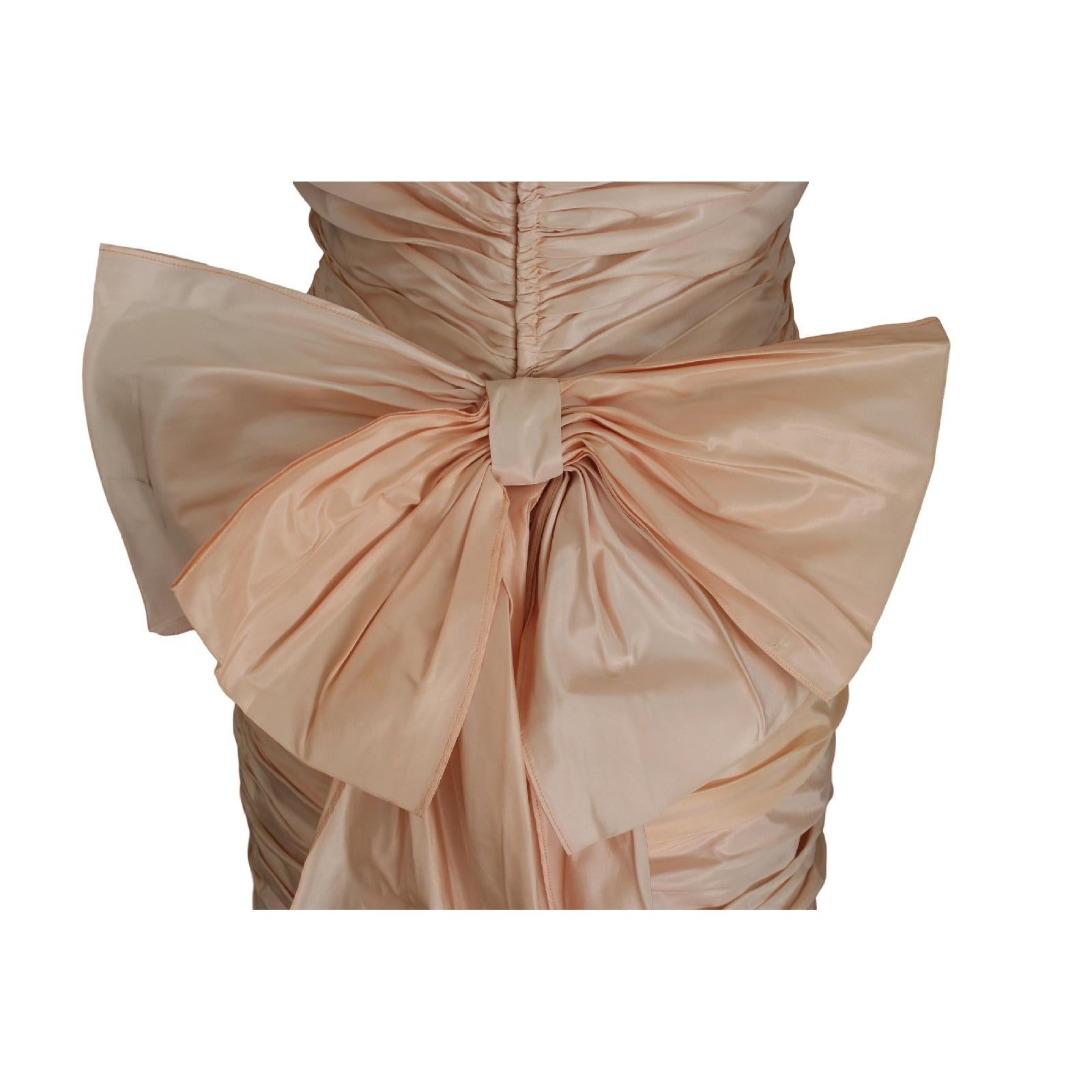 Gray Cailan'd Vintage Mermaid Wedding Dress Pink Silk Short Sleeve 1980s