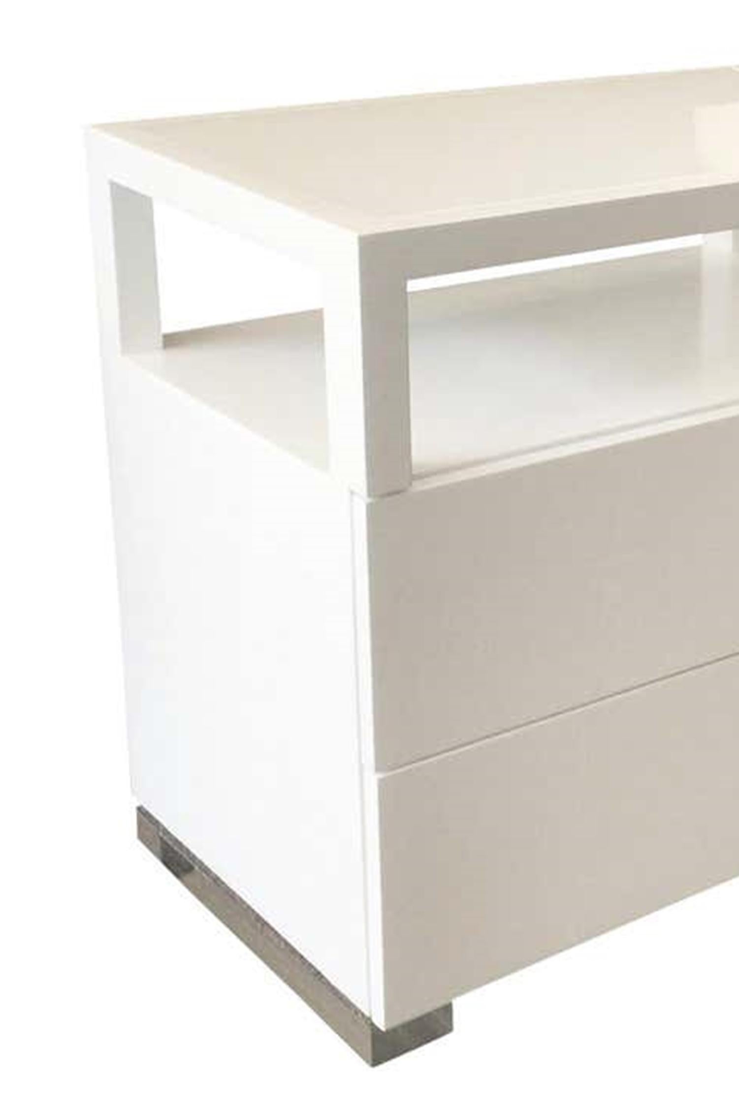 Cain Originals, Modern White Oak and Lucite Dresser with Milk Glass In Good Condition For Sale In Los Angeles, CA