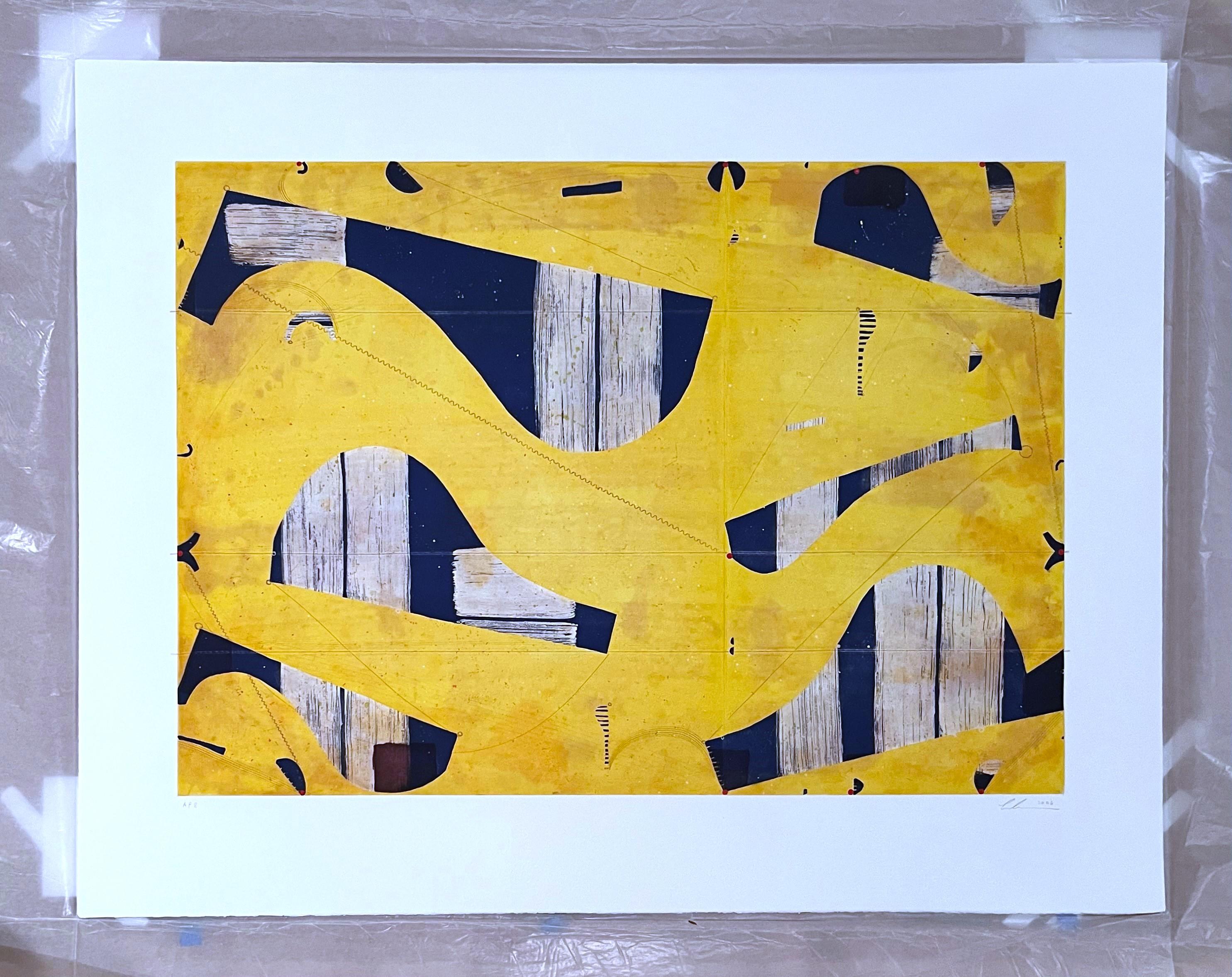 Three String Etchings Giallo - Print by Caio Fonseca