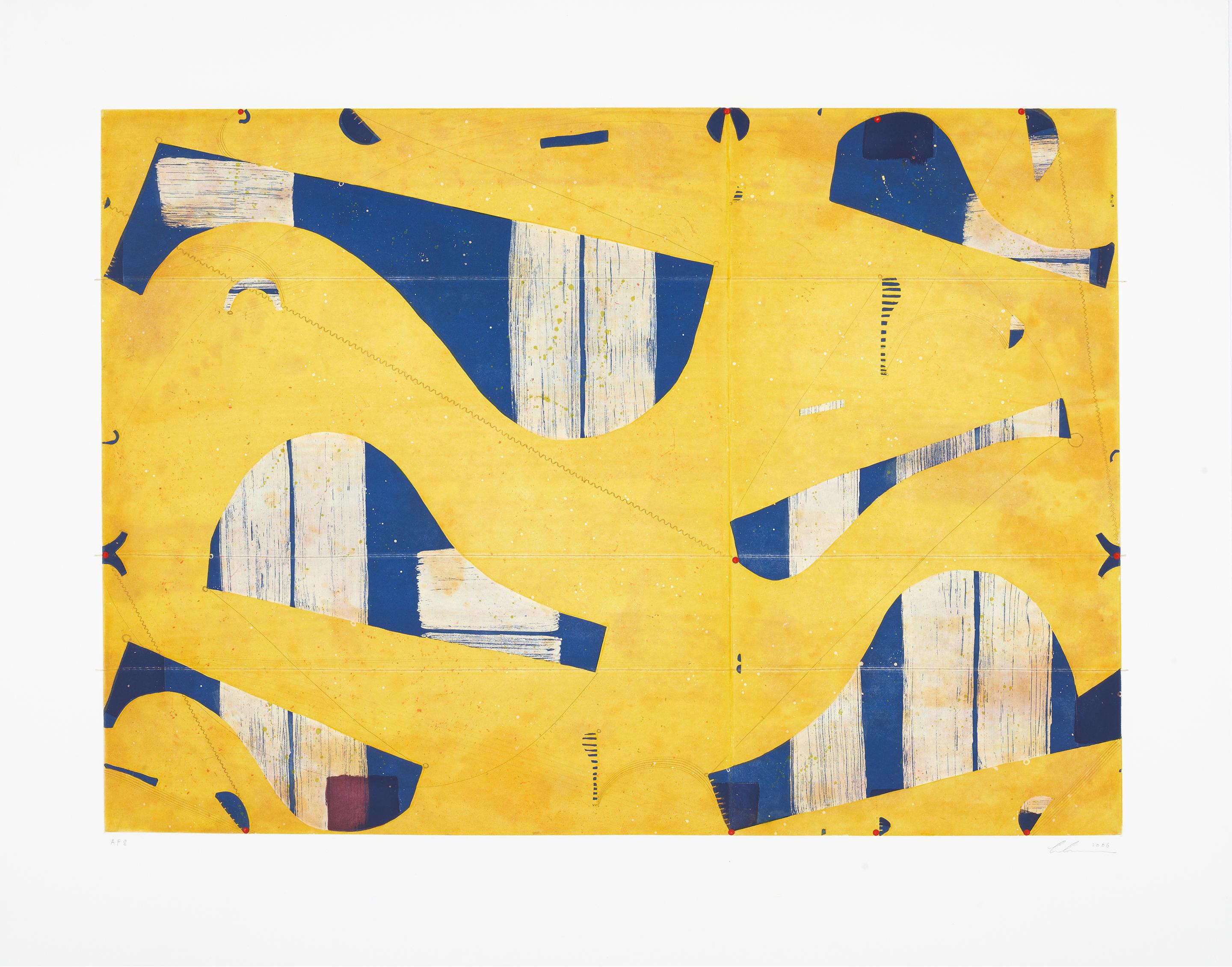 Caio Fonseca Abstract Print – Drei String-Radierungen Giallo