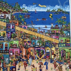 Copoeira in Favela - original abstraktes impressionistisches Gemälde - zeitgenössische Kunst