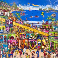 Copoeira in Favela - peinture impressionniste abstraite originale - Art contemporain