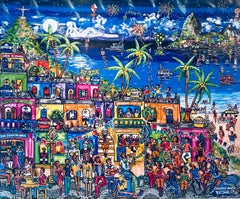 Folklore Fiesta - peinture impressionniste abstraite originale - Contemporary Art