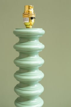 'Cairn' turned wood table lamp - Fern