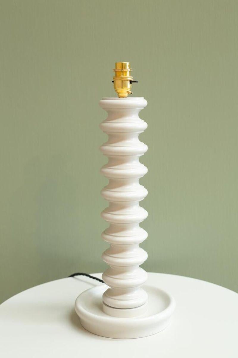 Contemporary 'Cairn' Turned Wood Table Lamp, Haar For Sale