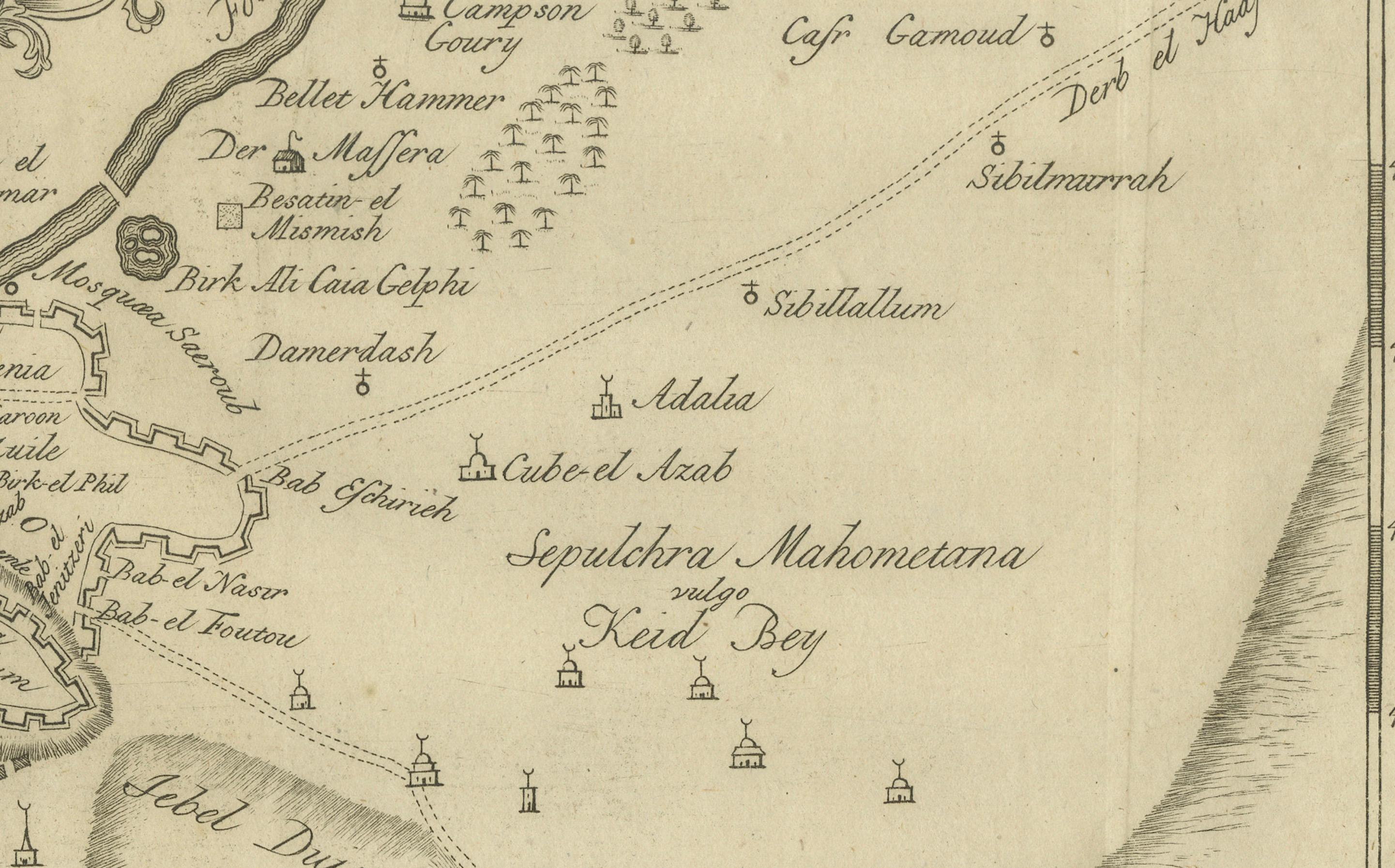 El Cairo, Babilonia y Heliópolis - Mapa antiguo de la antigua región de Menfis, 1776 Holandés en venta