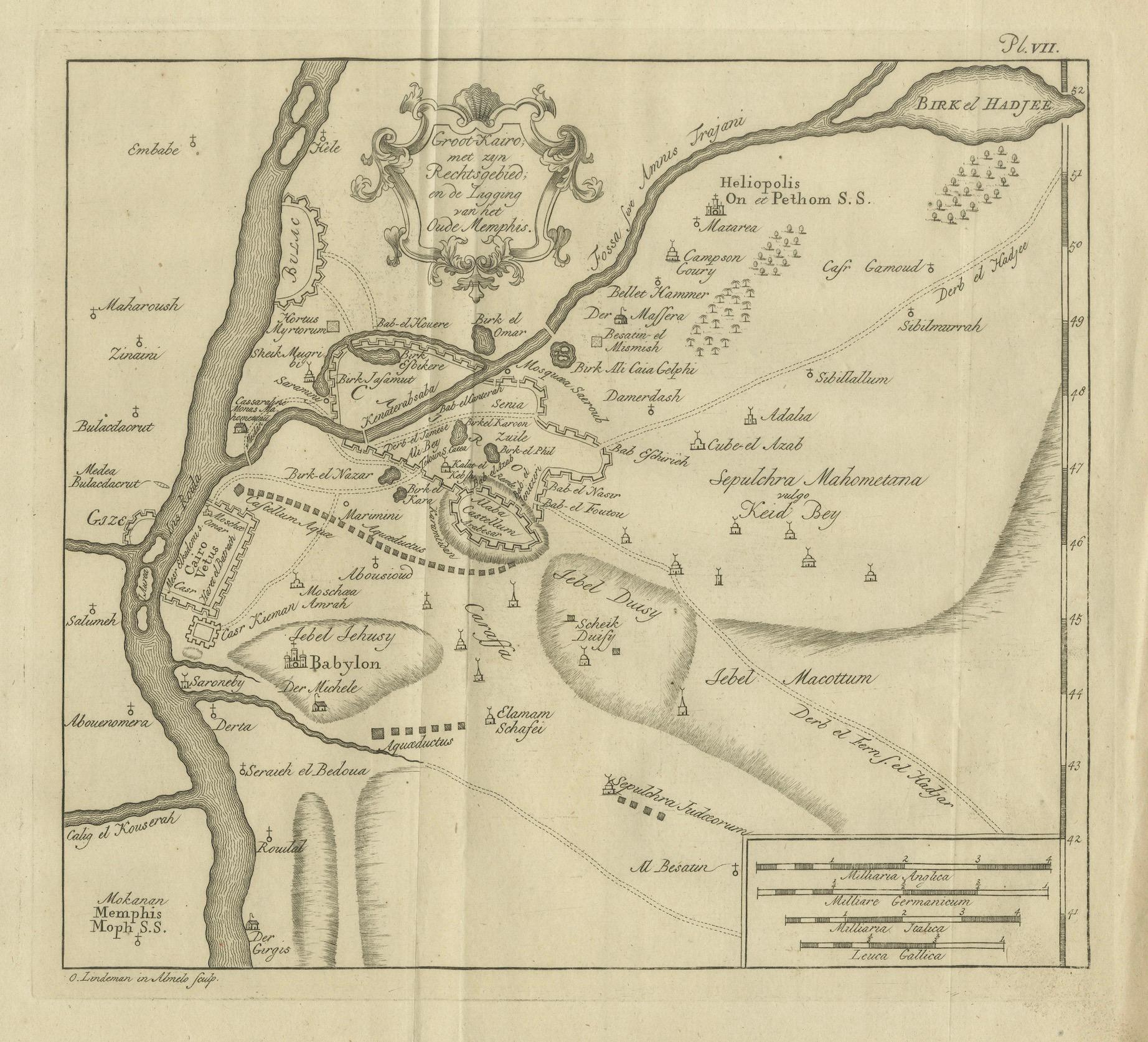 El Cairo, Babilonia y Heliópolis - Mapa antiguo de la antigua región de Menfis, 1776 en venta 1