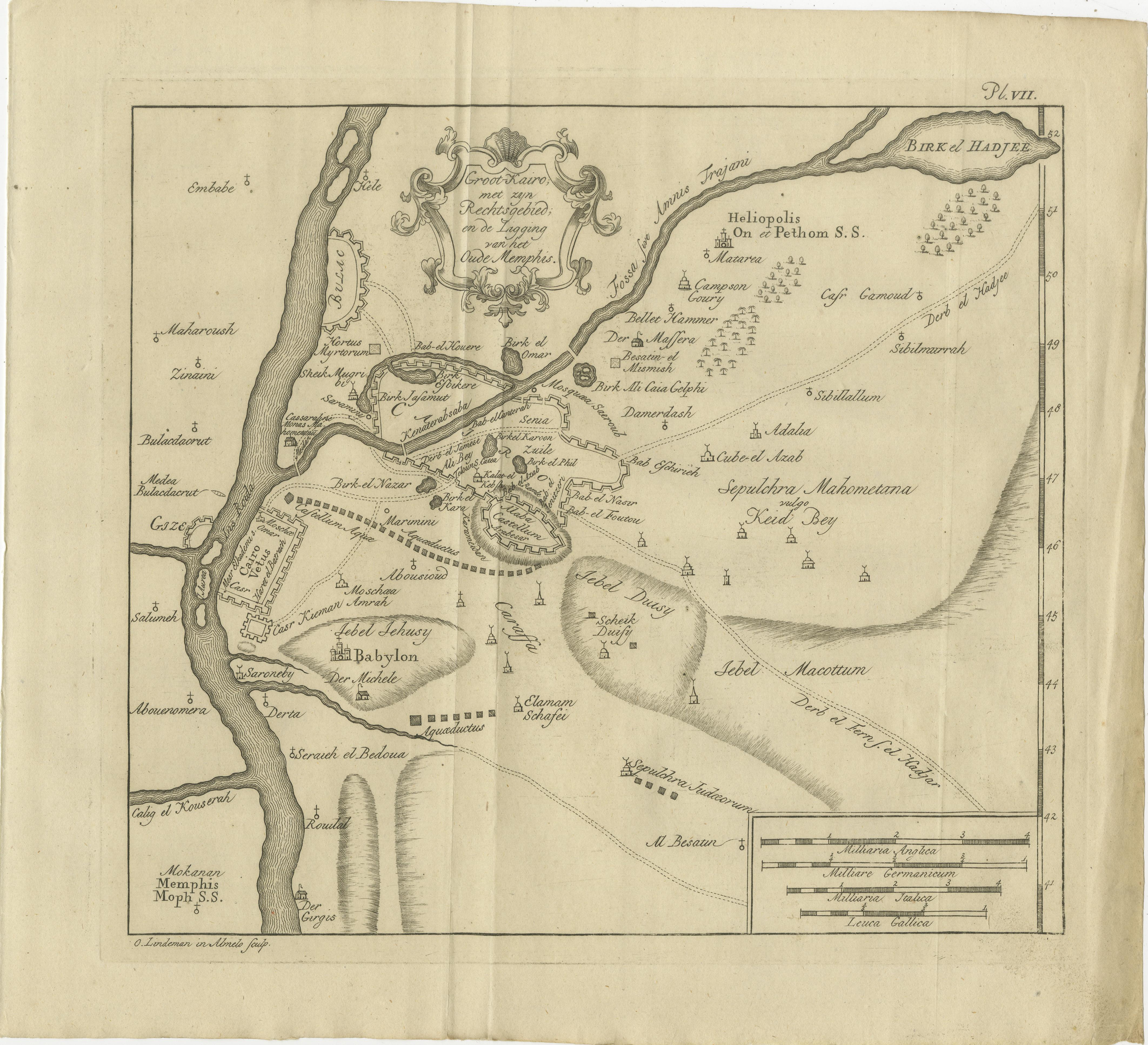 El Cairo, Babilonia y Heliópolis - Mapa antiguo de la antigua región de Menfis, 1776 en venta 2