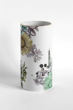 Cairo, Contemporary Porcelain Vase with Decorative Design by Vito Nesta